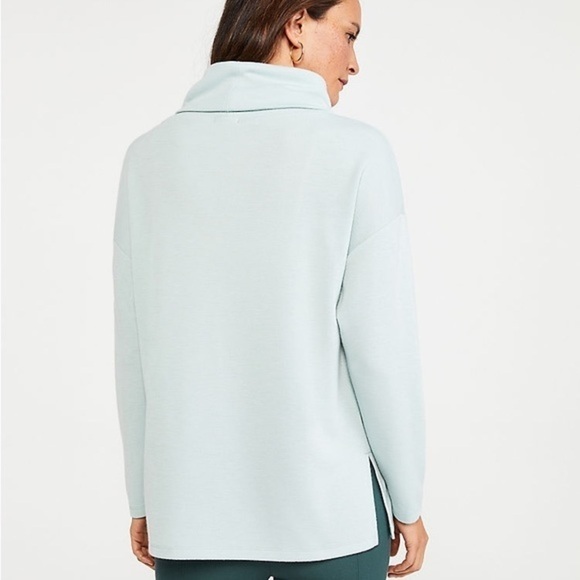 Ann Taylor Petite Cowl Neck Turtleneck Tunic Sweatshirt Sweater, Mint Green, XSP - Picture 7 of 11